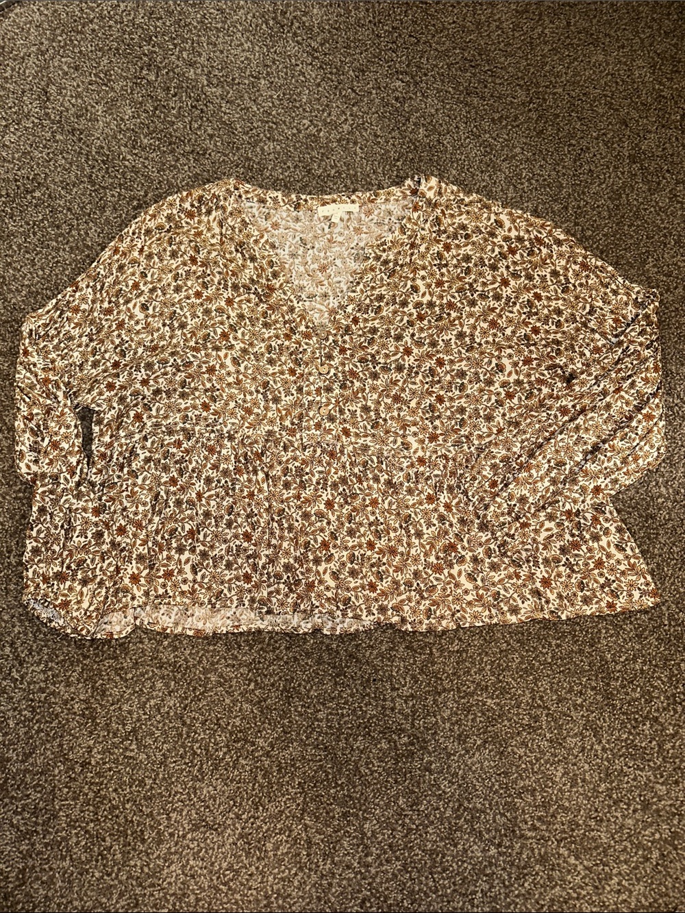 Promesa Floral V-Neck Blouse, Size L
